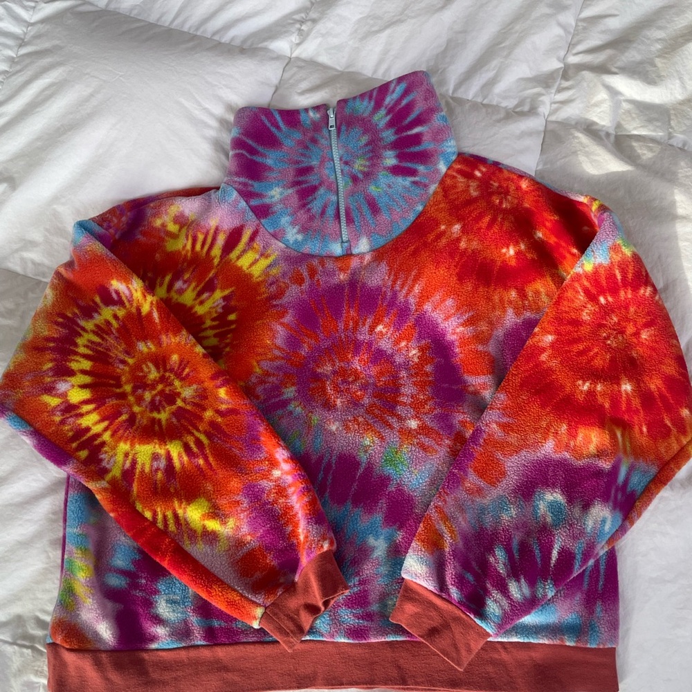 Hand Crafted Women's Tie-Dye Zip Fleece Sweater -